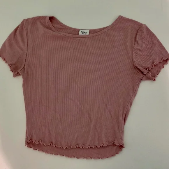 Pink Ribbed Crop Top - Picture 1 of 4
